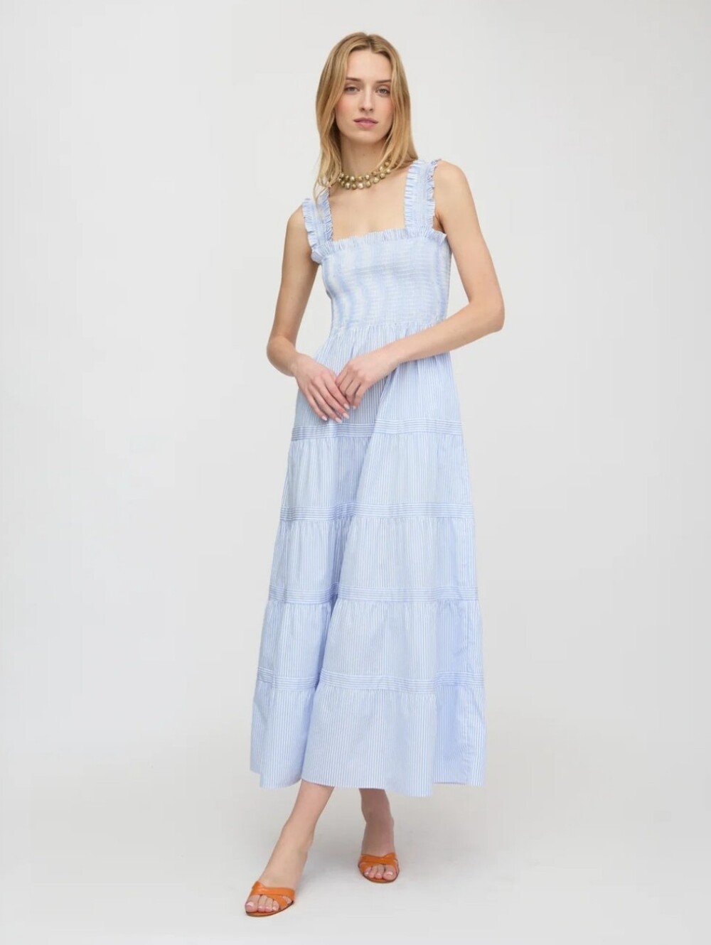 Hill House Light Blue & White Goldie Nap Dress